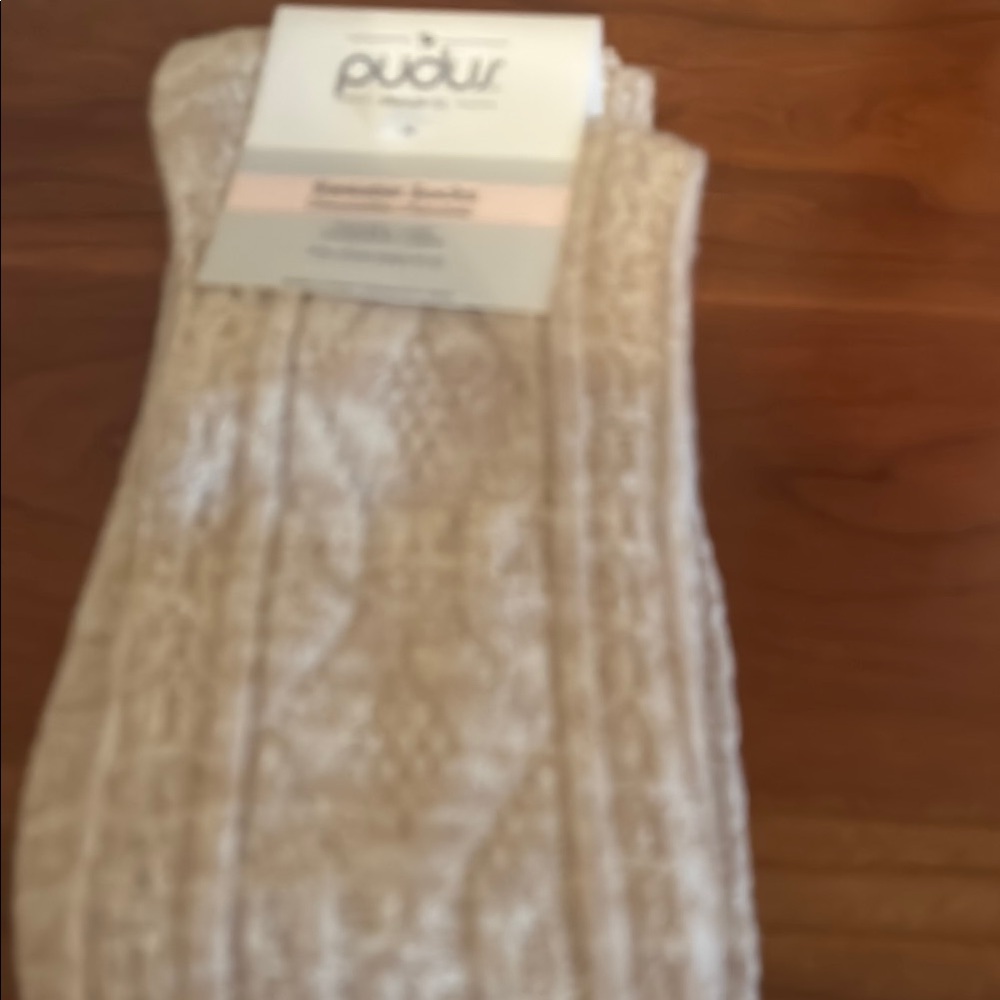 Cream Knitted Hosiery Accessories with Textured Design